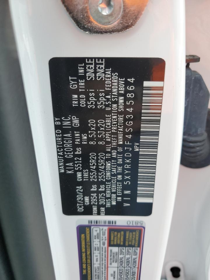 2025 Kia Sorento Sx VIN: 5XYRKDJF4SG345864 Lot: 71502705