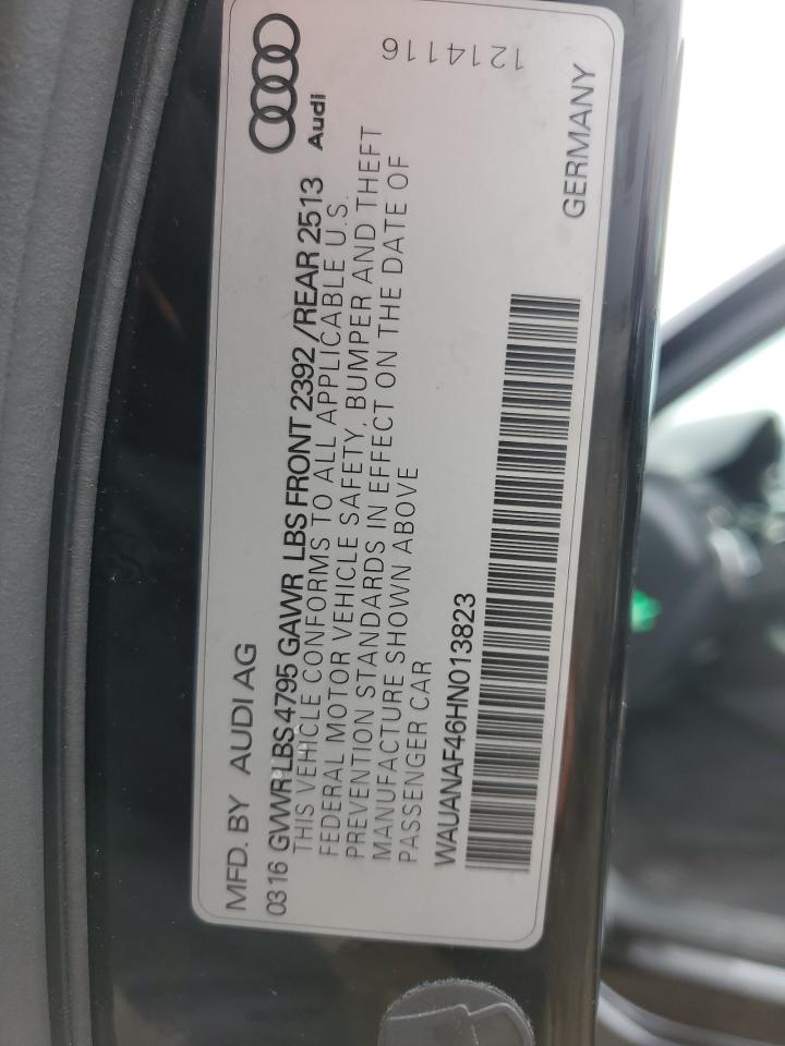 2017 Audi A4 Premium VIN: WAUANAF46HN013823 Lot: 71904385