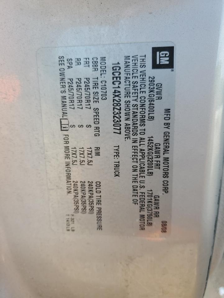 2008 Chevrolet Silverado C1500 VIN: 1GCEC14X28Z323077 Lot: 81819145