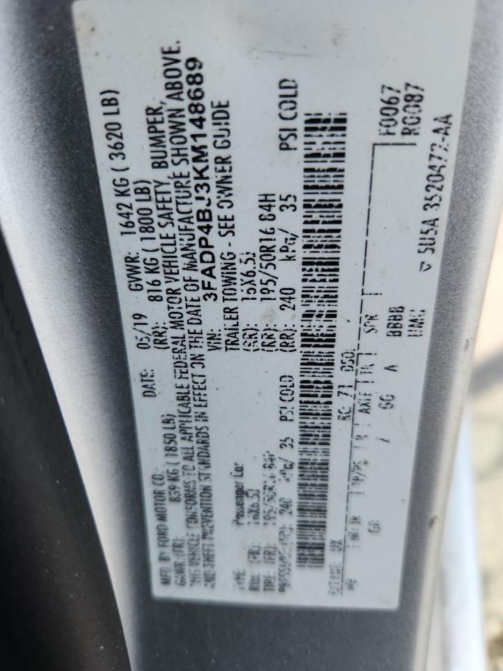 2019 Ford Fiesta Se VIN: 3FADP4BJ3KM148689 Lot: 80910865