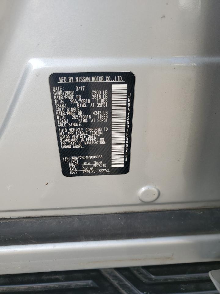 2017 Nissan Armada Sv VIN: JN8AY2ND4H9008988 Lot: 82050215