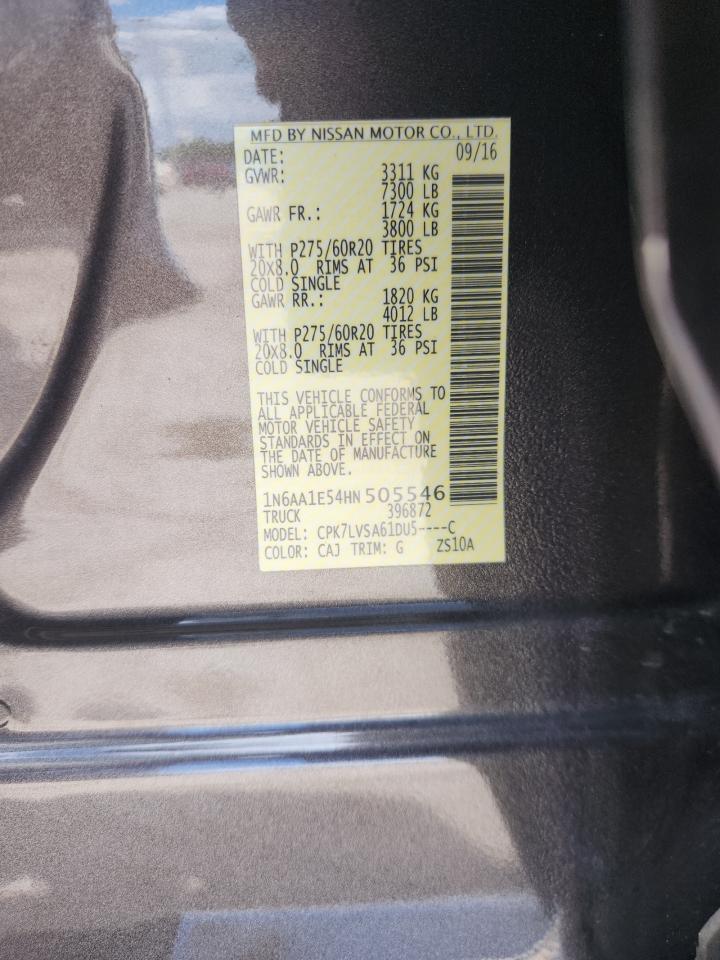 2017 Nissan Titan Sv VIN: 1N6AA1E54HN505546 Lot: 70008525