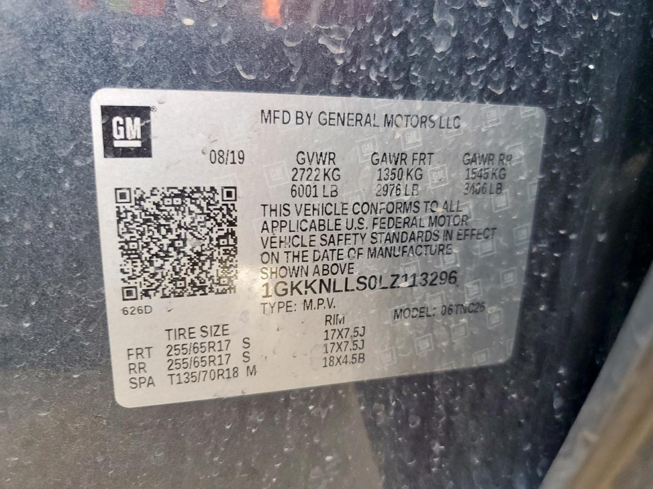 2020 GMC Acadia At4 VIN: 1GKKNLLS0LZ113296 Lot: 81438755