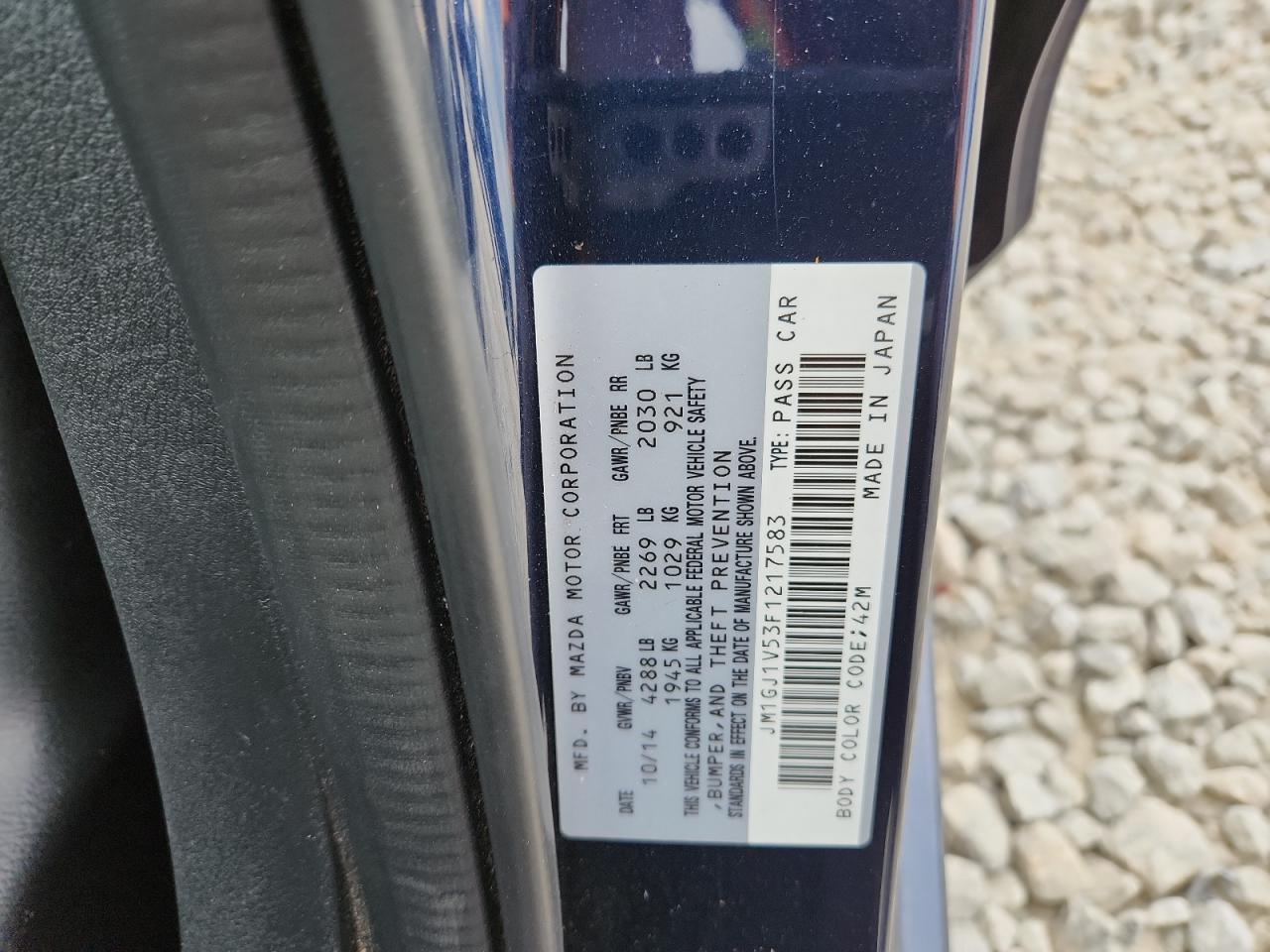 2015 Mazda 6 Touring VIN: JM1GJ1V53F1217583 Lot: 81144875