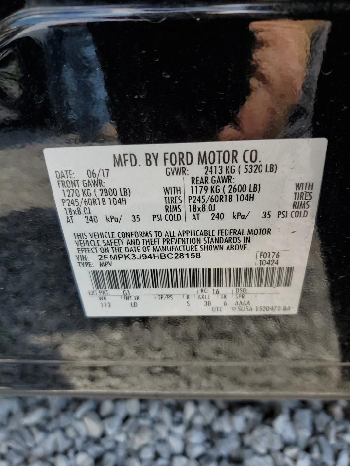 2017 Ford Edge Sel VIN: 2FMPK3J94HBC28158 Lot: 71143415