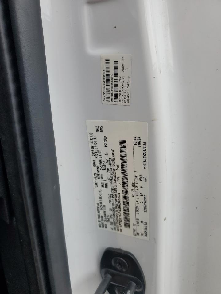 2021 Ford F150 Super Cab VIN: 1FTEX1CP4MKD46806 Lot: 80094305