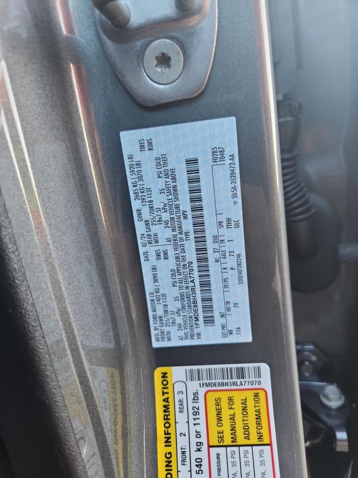 2024 Ford Bronco Outer Banks VIN: 1FMDE8BH3RLA77070 Lot: 80607045