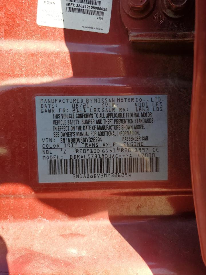 2021 Nissan Sentra Sr VIN: 3N1AB8DV3MY326294 Lot: 81729205