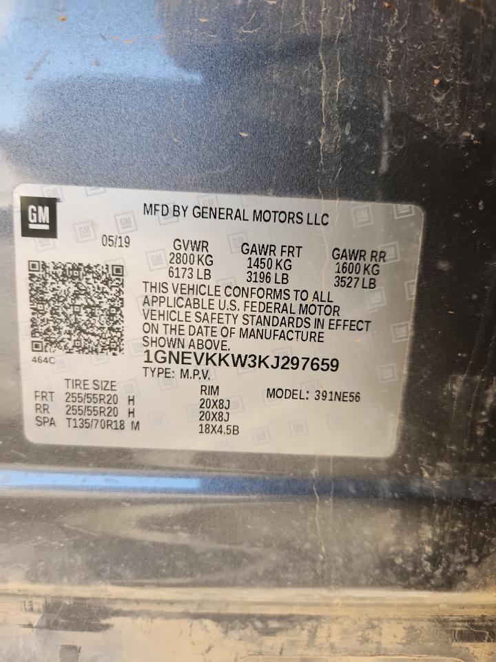 2019 Chevrolet Traverse Premier VIN: 1GNEVKKW3KJ297659 Lot: 71651155