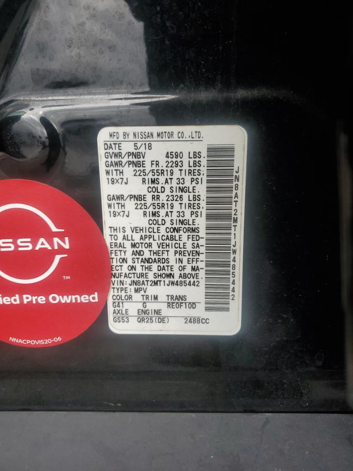 2018 Nissan Rogue S VIN: JN8AT2MT1JW485442 Lot: 84585135