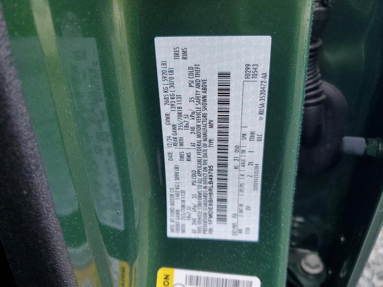 2024 Ford Bronco Outer Banks VIN: 1FMDE8BH8RLB49705 Lot: 84180435