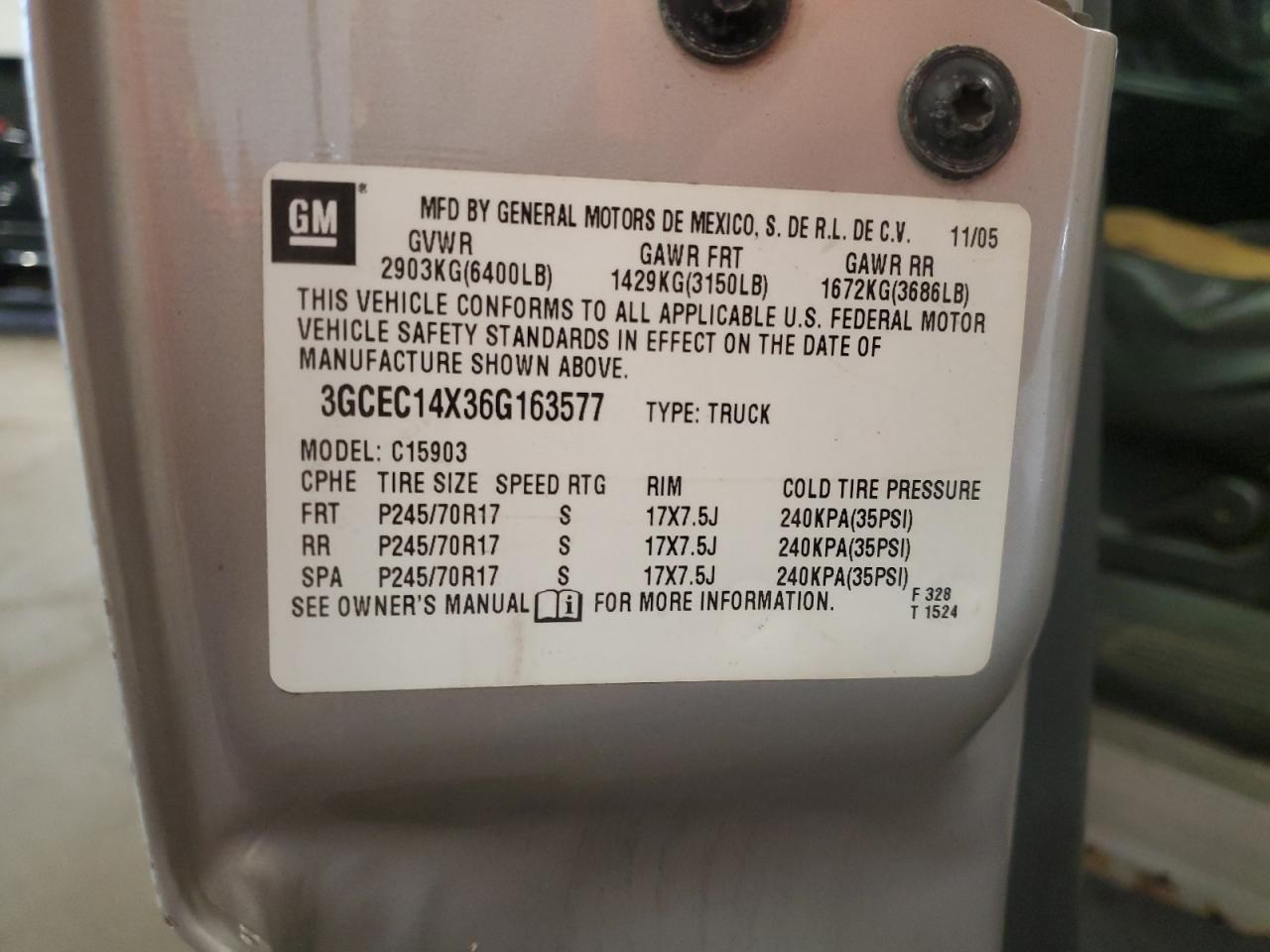 2006 Chevrolet Silverado C1500 VIN: 3GCEC14X36G163577 Lot: 84629155