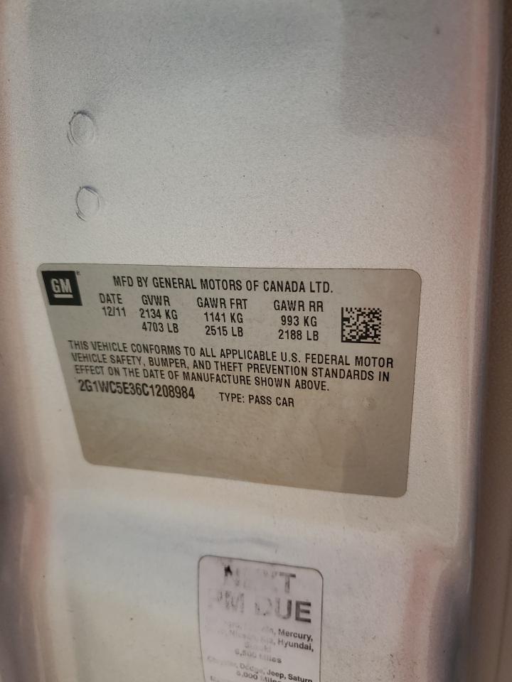 2012 Chevrolet Impala Ltz VIN: 2G1WC5E36C1208984 Lot: 67609735