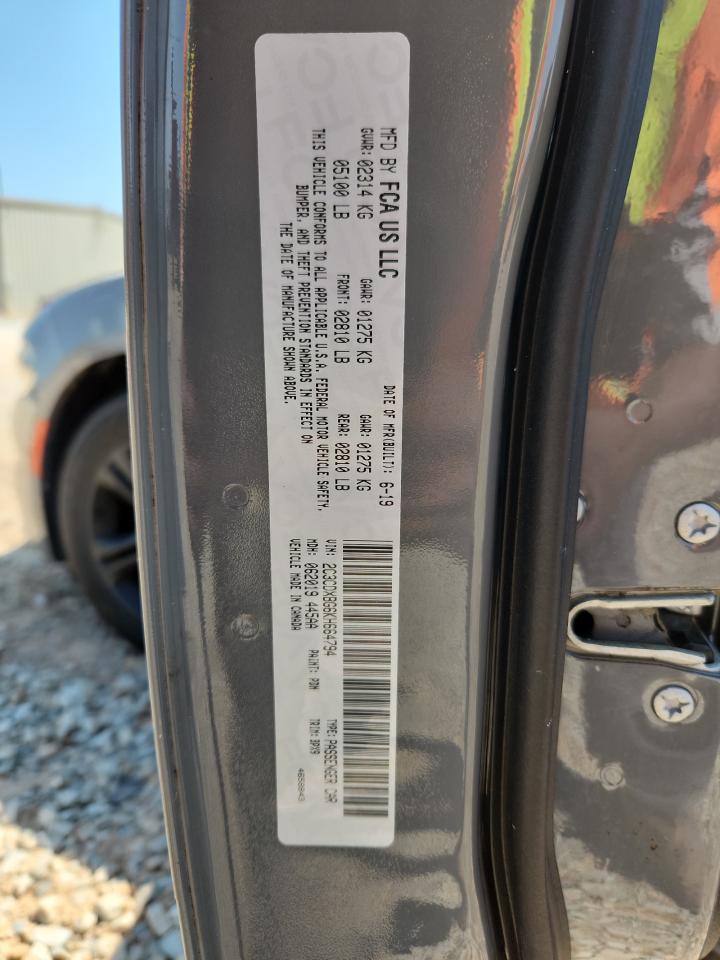 2019 Dodge Charger Sxt VIN: 2C3CDXBG6KH664794 Lot: 71906185