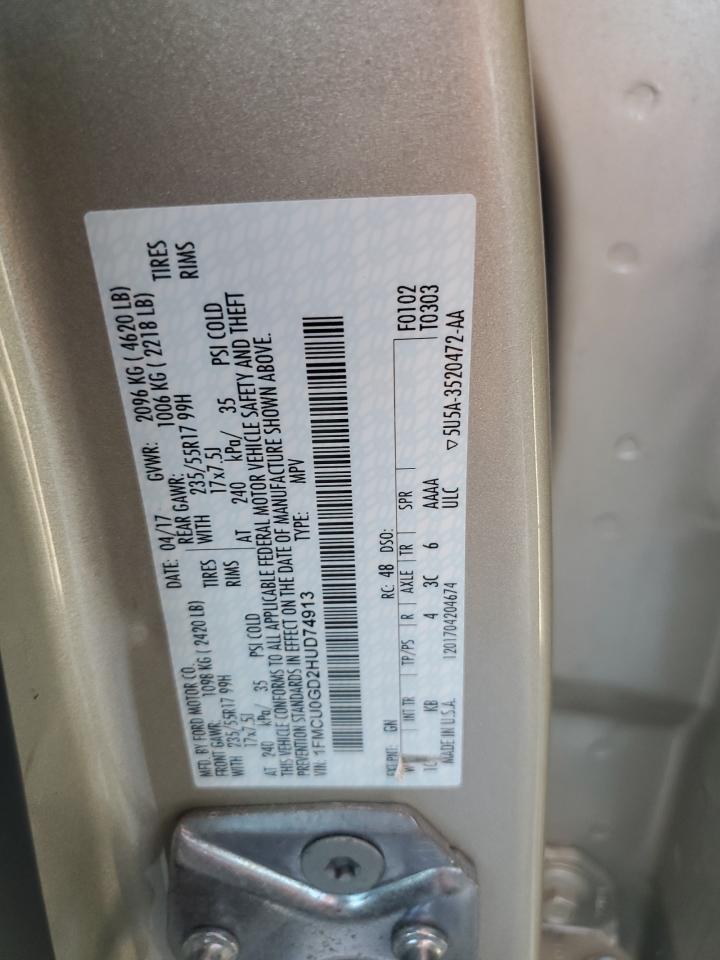 2017 Ford Escape Se VIN: 1FMCU0GD2HUD74913 Lot: 81507075