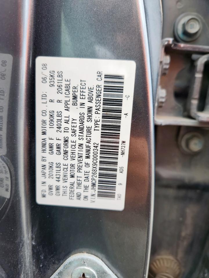 2009 Honda Accord Exl VIN: JHMCP268X9C000342 Lot: 81275265