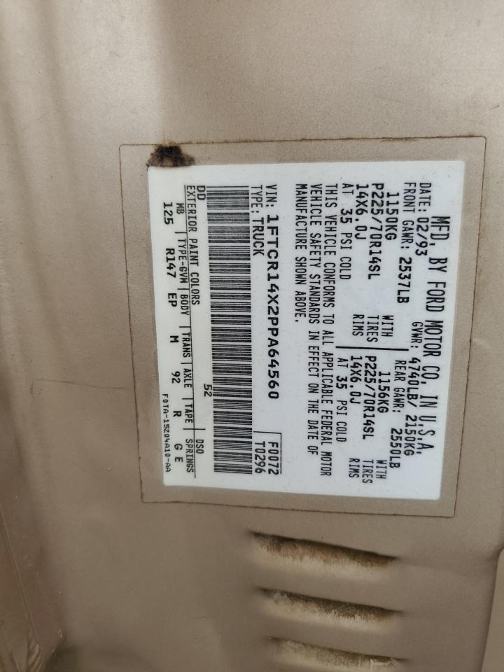 1993 Ford Ranger Super Cab VIN: 1FTCR14X2PPA64560 Lot: 82153625