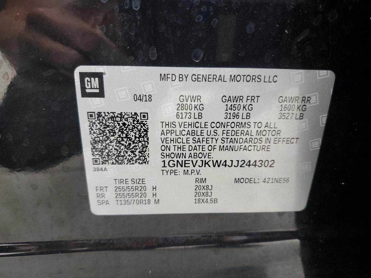 2018 Chevrolet Traverse Premier VIN: 1GNEVJKW4JJ244302 Lot: 83957865