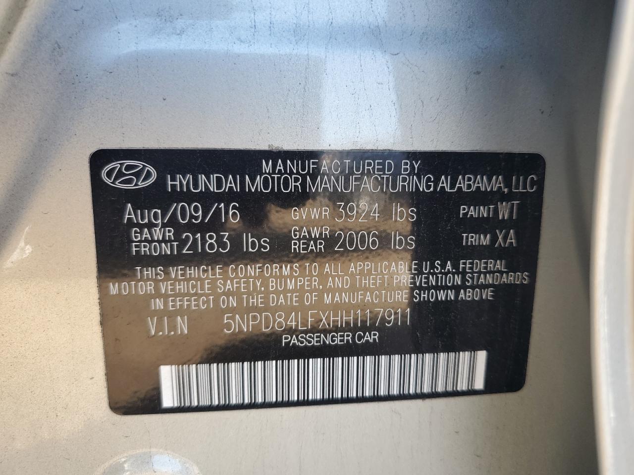 2017 Hyundai Elantra Se VIN: 5NPD84LFXHH117911 Lot: 82142225