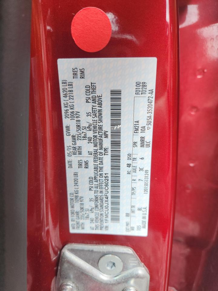 2015 Ford Escape Titanium VIN: 1FMCU0JX4FUC60251 Lot: 82086675