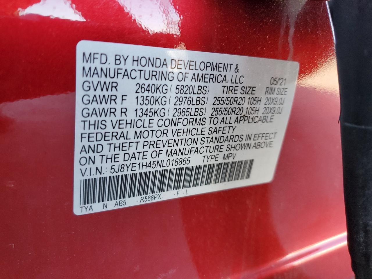 2022 Acura Mdx Technology VIN: 5J8YE1H45NL016865 Lot: 71236585