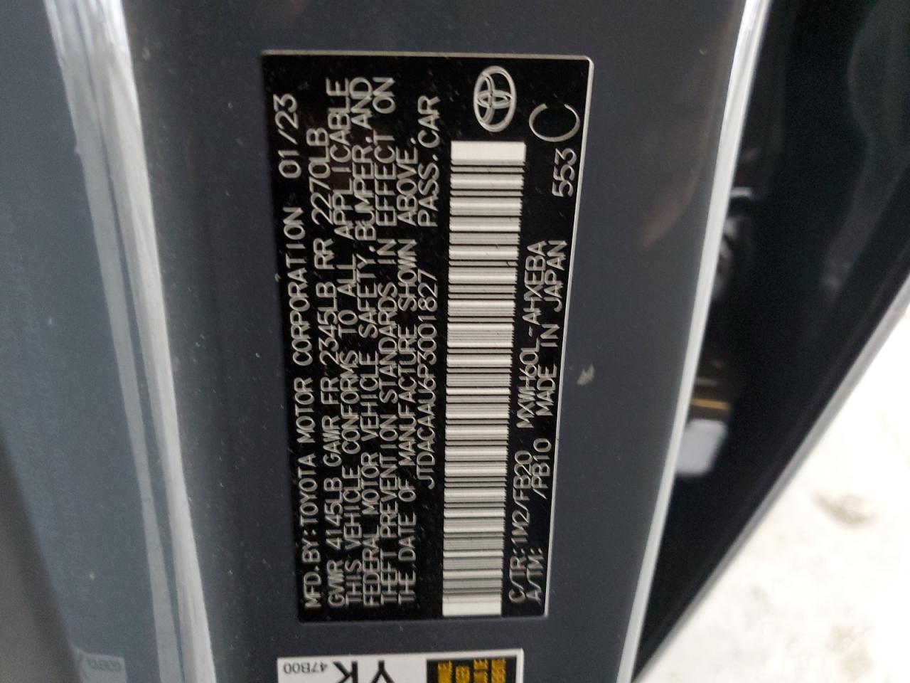 2023 Toyota Prius Le VIN: JTDACAAU6P3001827 Lot: 84443405