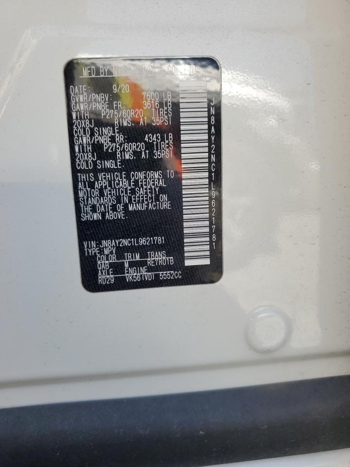 2020 Nissan Armada Sv VIN: JN8AY2NC1L9621781 Lot: 71899225