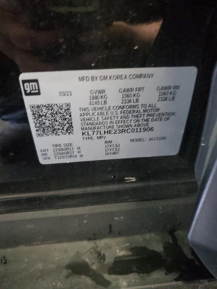 2024 Chevrolet Trax 1Lt VIN: KL77LHE23RC011906 Lot: 83791965