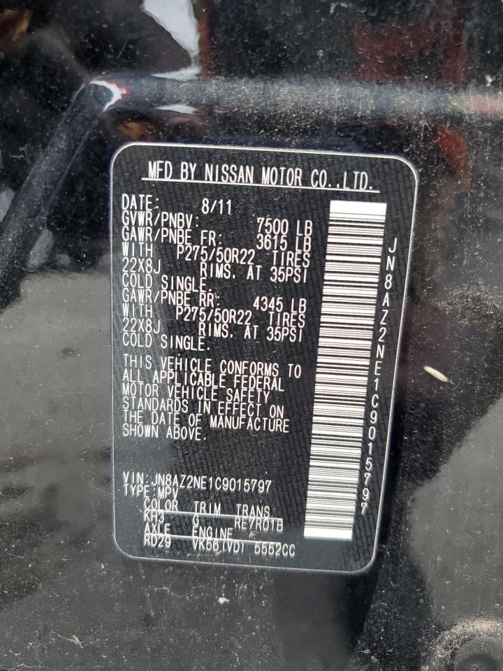 2012 Infiniti Qx56 VIN: JN8AZ2NE1C9015797 Lot: 81783655