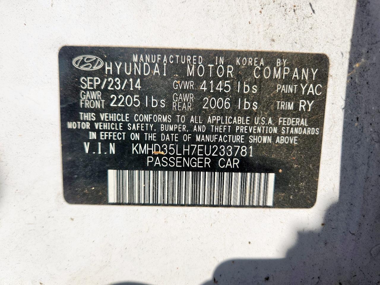 2014 Hyundai Elantra Gt VIN: KMHD35LH7EU233781 Lot: 70834195