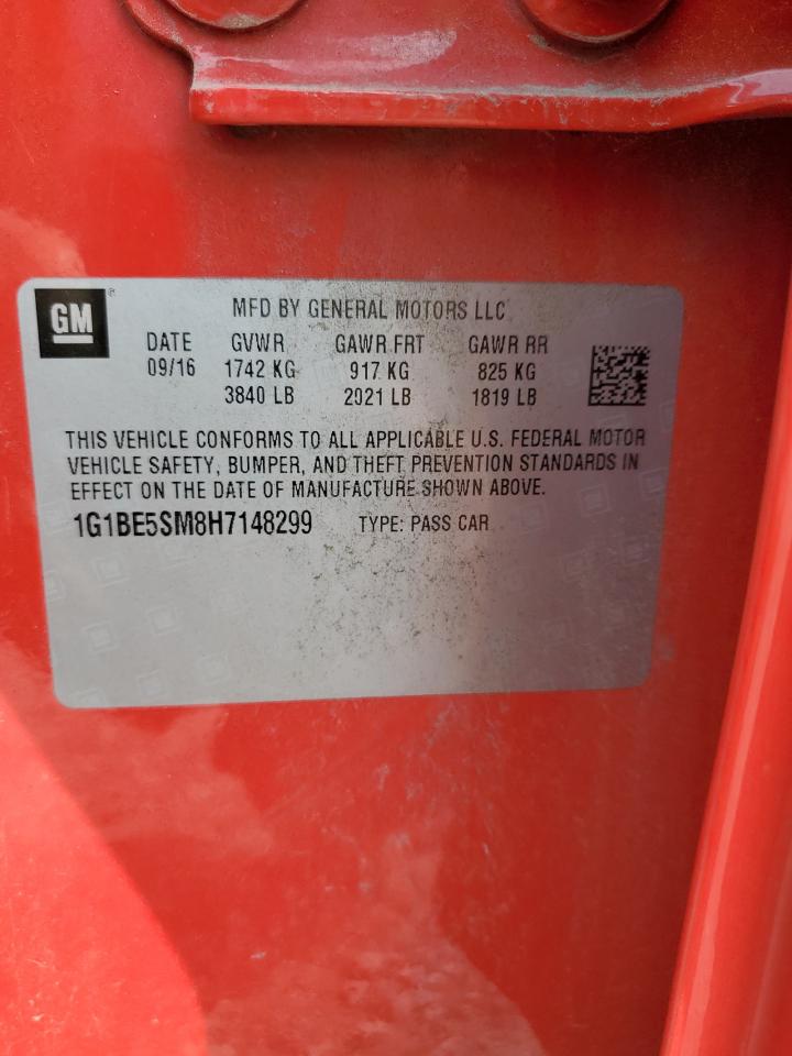 2017 Chevrolet Cruze Lt VIN: 1G1BE5SM8H7148299 Lot: 71636105