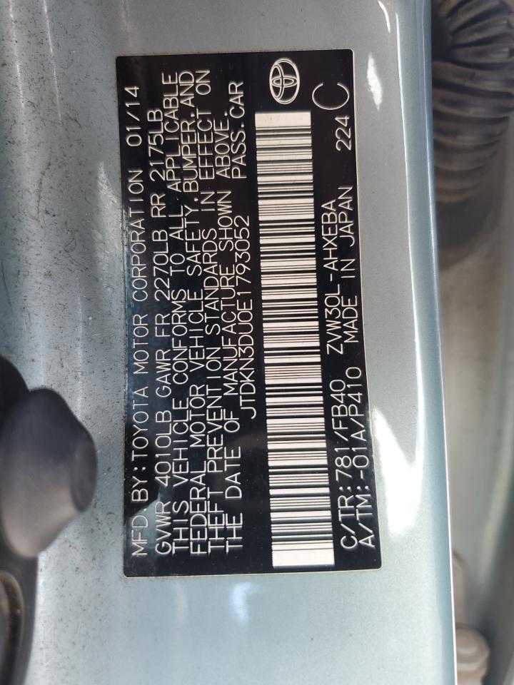 2014 Toyota Prius VIN: JTDKN3DU0E1793052 Lot: 71119935