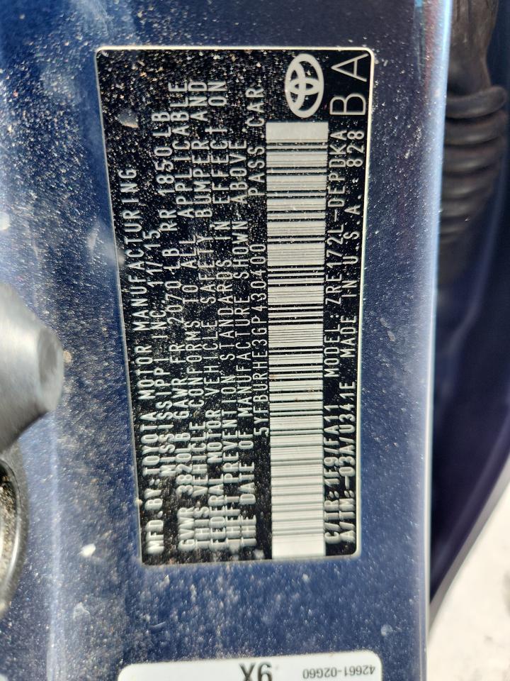 2016 Toyota Corolla L VIN: 5YFBURHE3GP430400 Lot: 81946195