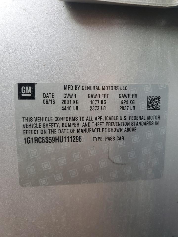 2017 Chevrolet Volt Lt VIN: 1G1RC6S59HU111296 Lot: 81341185