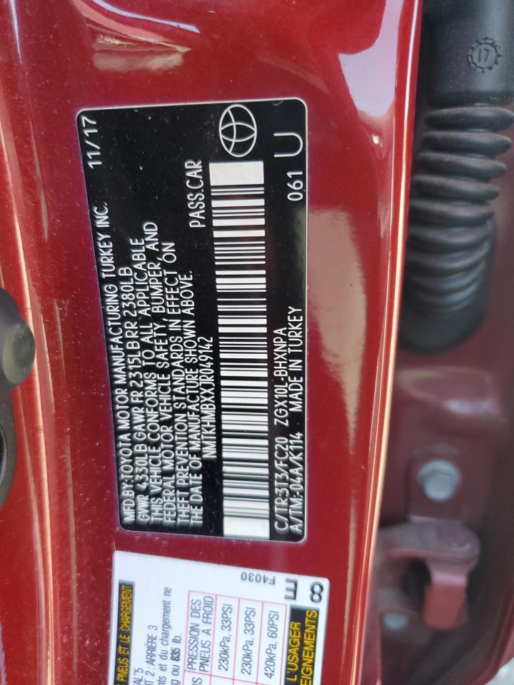 2018 Toyota C-Hr Xle VIN: NMTKHMBXXJR049142 Lot: 71648735