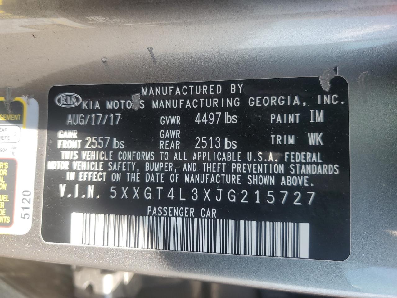 2018 Kia Optima Lx VIN: 5XXGT4L3XJG215727 Lot: 81098495