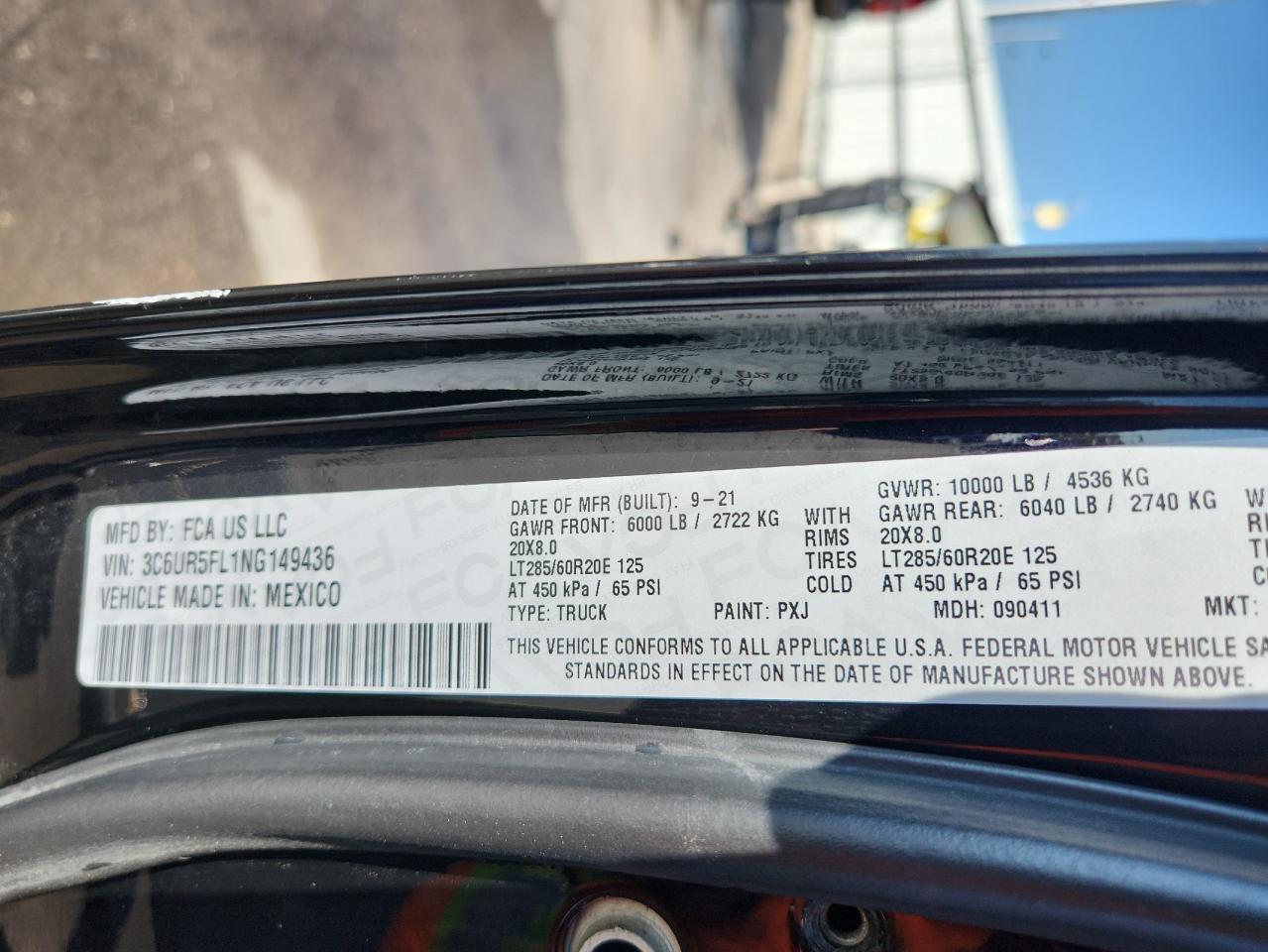 2022 Ram 2500 Laramie VIN: 3C6UR5FL1NG149436 Lot: 71199755