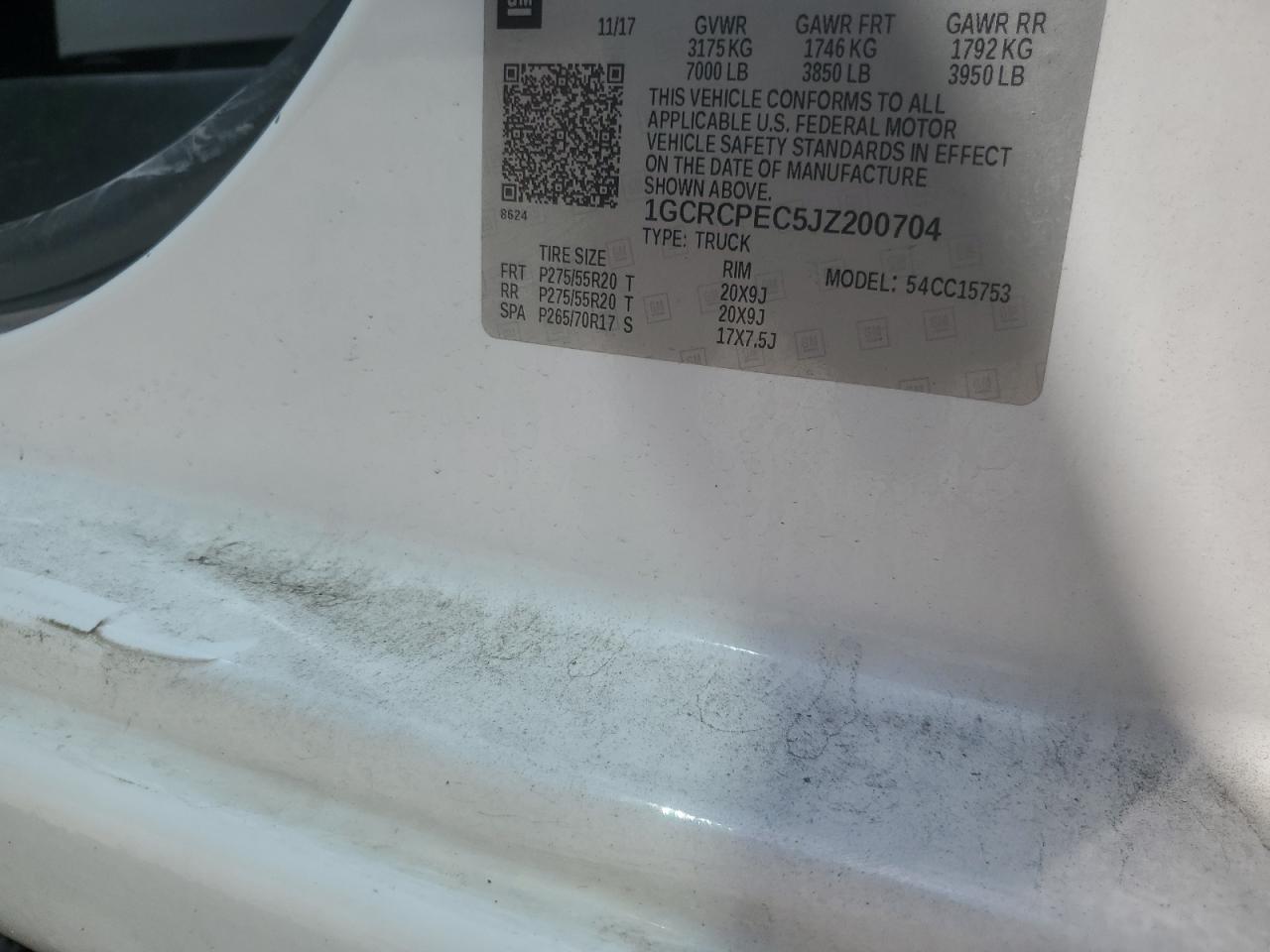 2018 Chevrolet Silverado C1500 Custom VIN: 1GCRCPEC5JZ200704 Lot: 80372685