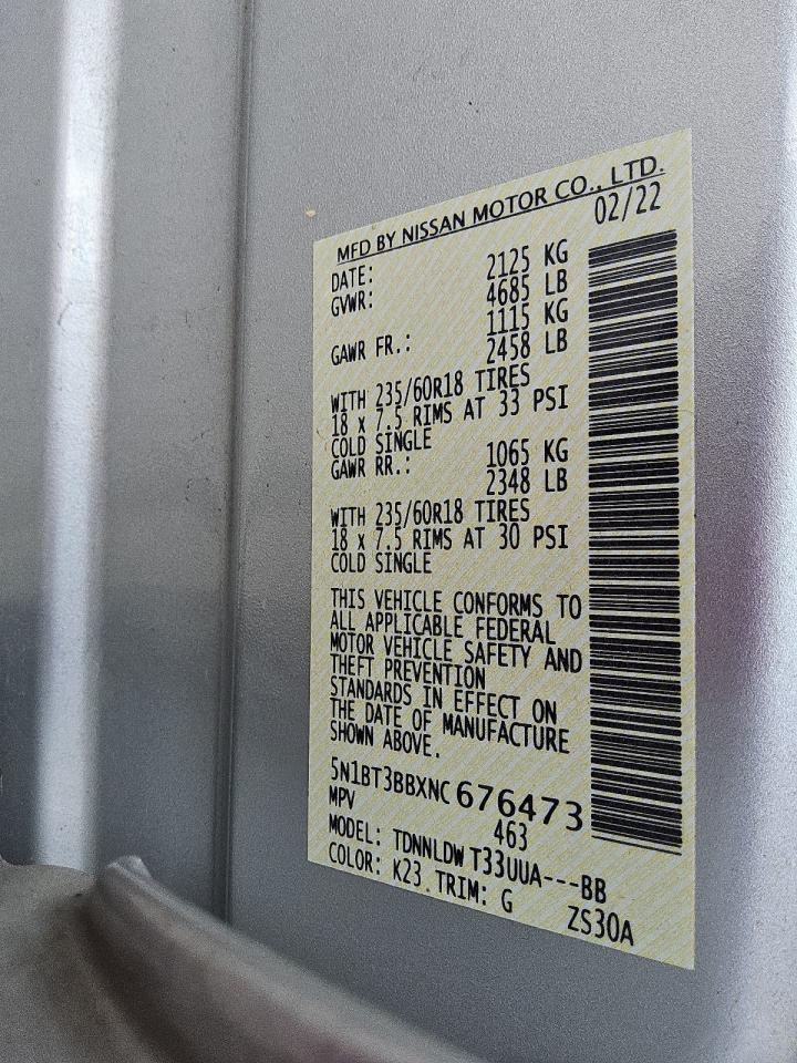 2022 Nissan Rogue Sv VIN: 5N1BT3BBXNC676473 Lot: 81021165