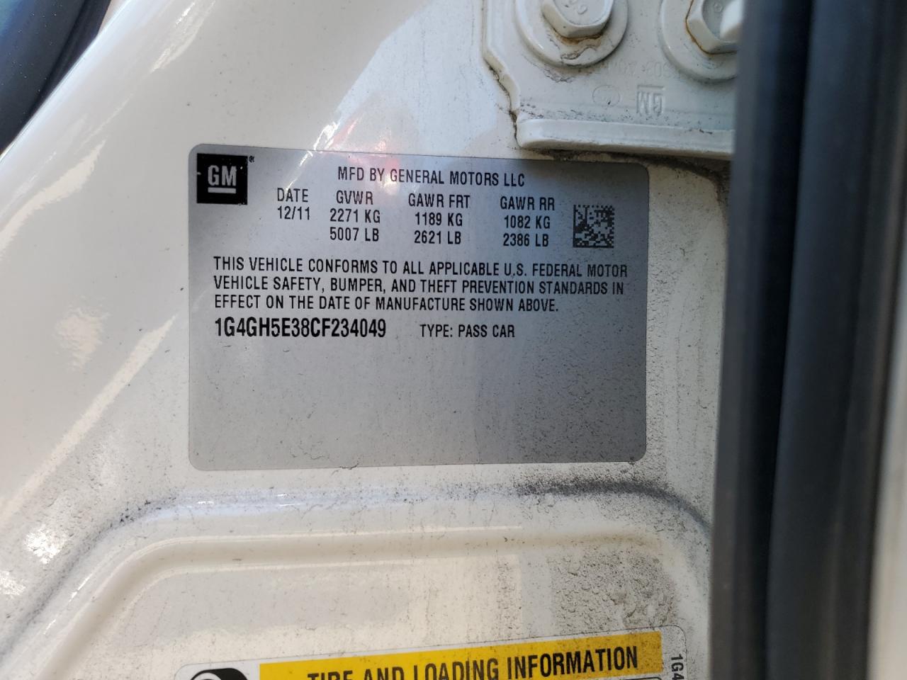 2012 Buick Lacrosse Premium VIN: 1G4GH5E38CF234049 Lot: 80528095