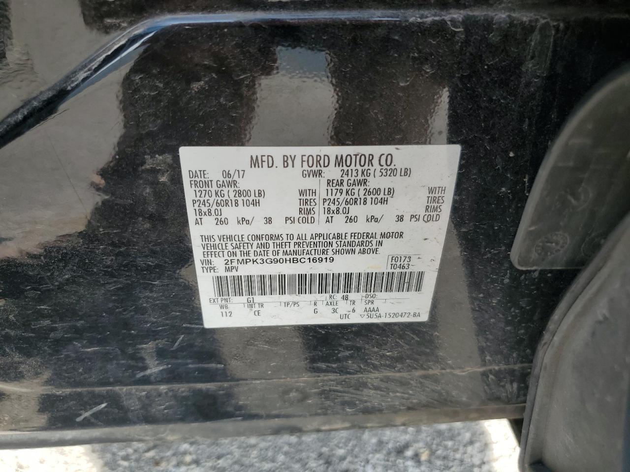 2017 Ford Edge Se VIN: 2FMPK3G90HBC16919 Lot: 71857345