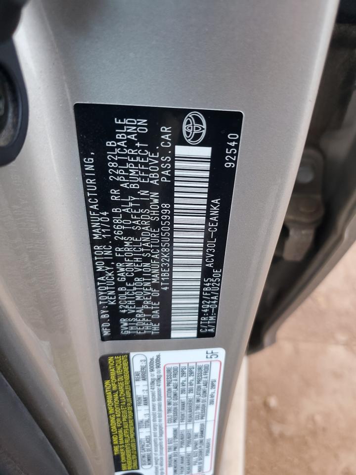 2005 Toyota Camry Le VIN: 4T1BE32K85U505998 Lot: 84259125