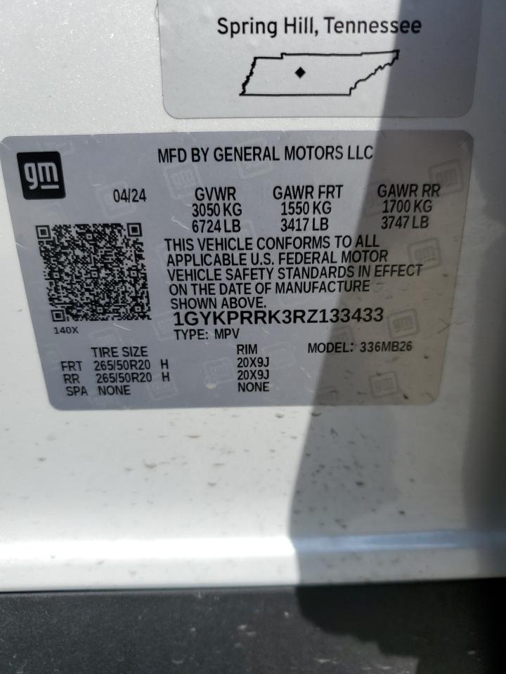 2024 Cadillac Lyriq Luxury VIN: 1GYKPRRK3RZ133433 Lot: 82111585