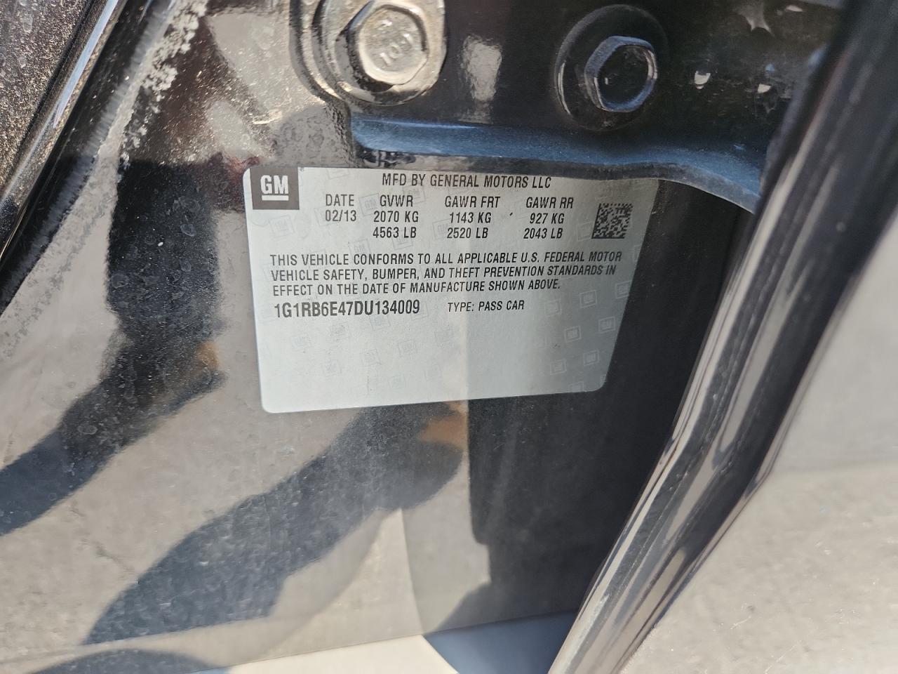 2013 Chevrolet Volt VIN: 1G1RB6E47DU134009 Lot: 80553495