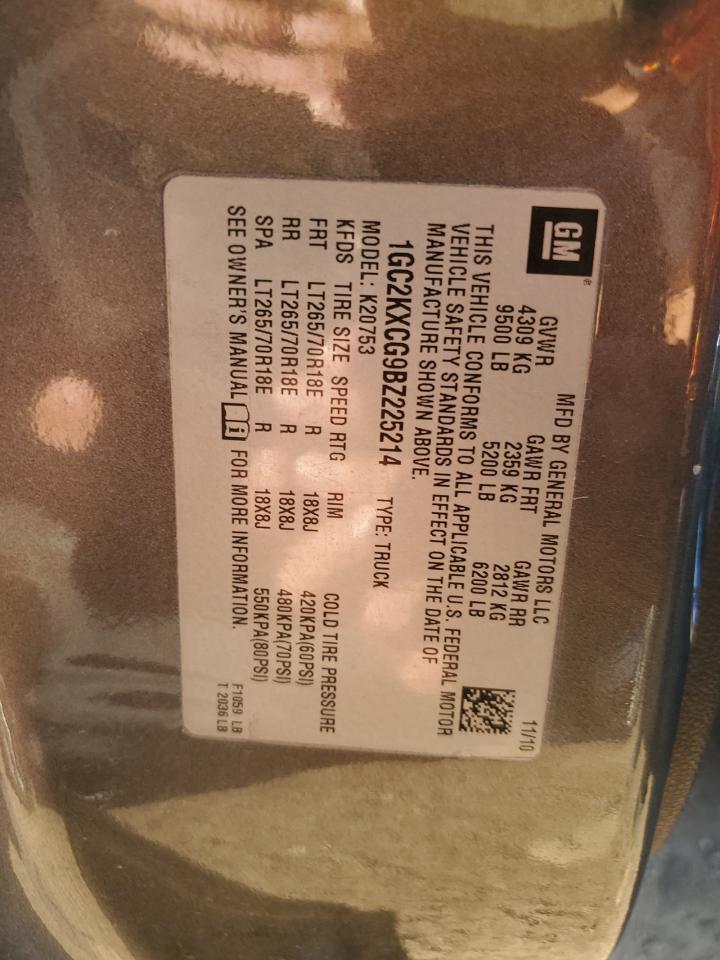 2011 Chevrolet Silverado K2500 Heavy Duty Lt VIN: 1GC2KXCG9BZ225214 Lot: 82143685