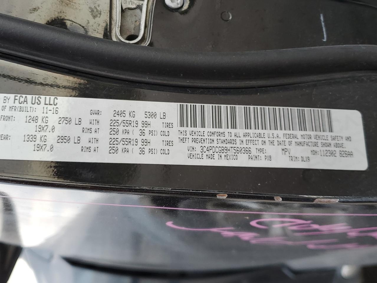 2017 Dodge Journey Crossroad VIN: 3C4PDCGB9HT560366 Lot: 91429545