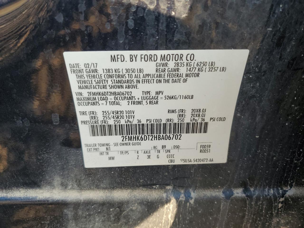 2017 Ford Flex Limited VIN: 2FMHK6DT2HBA06702 Lot: 81224365