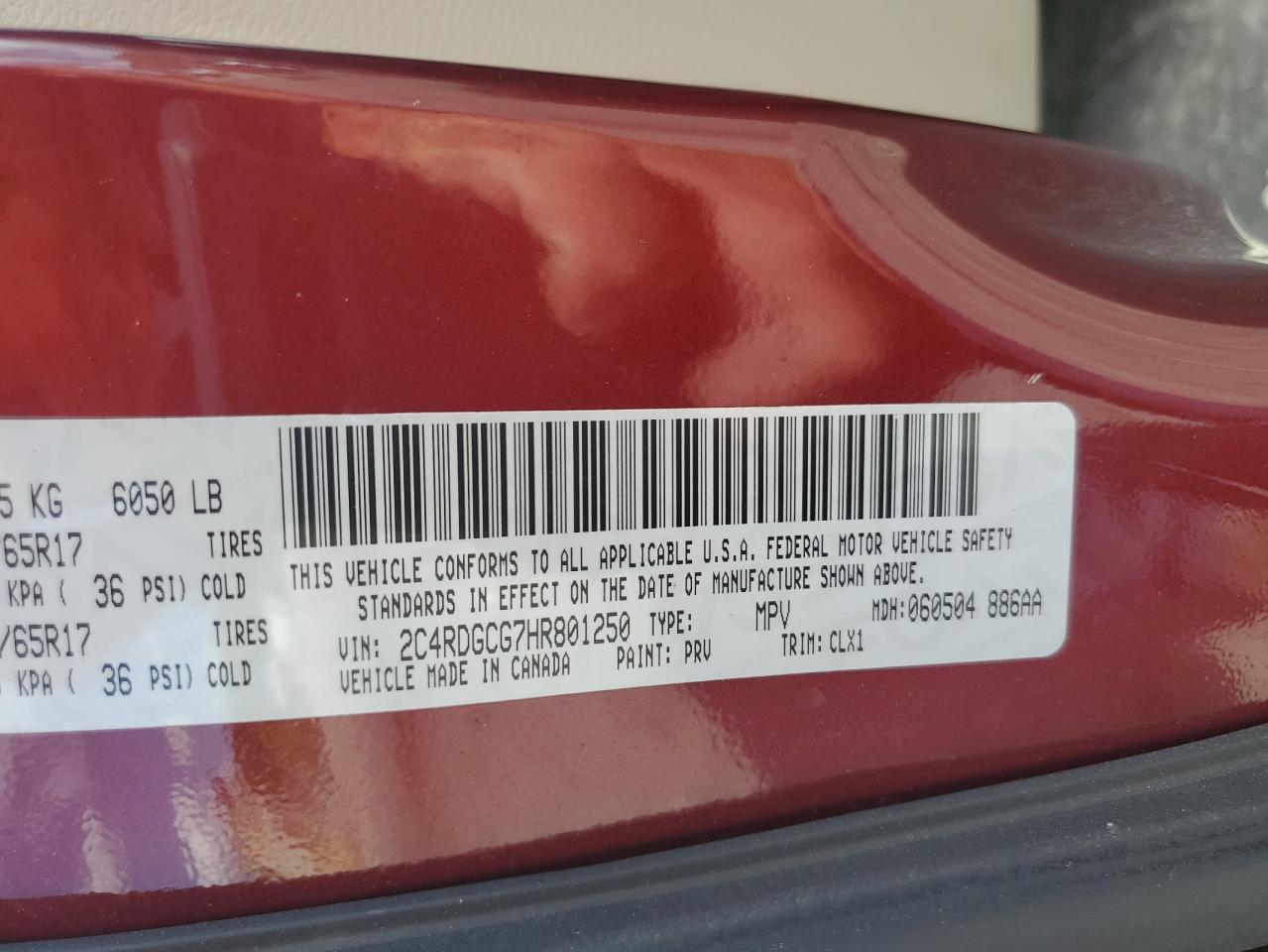 2017 Dodge Grand Caravan Sxt VIN: 2C4RDGCG7HR801250 Lot: 80392475