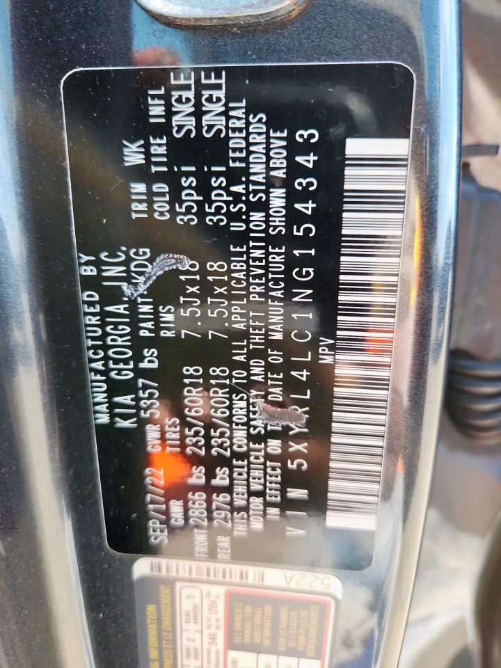 2022 Kia Sorento S VIN: 5XYRL4LC1NG154343 Lot: 84796215