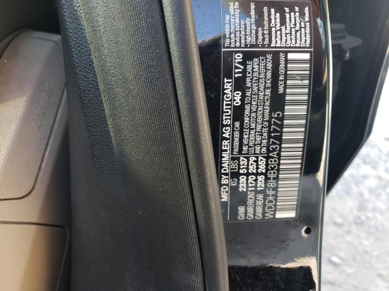 2011 Mercedes-Benz E 350 4Matic VIN: WDDHF8HB3BA371775 Lot: 80717255